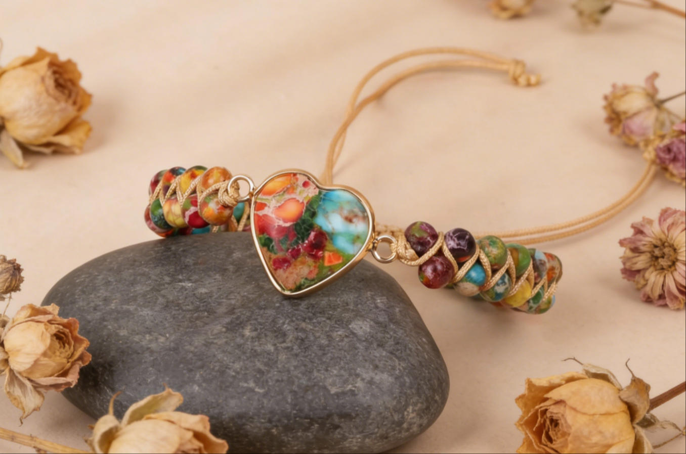 Natural Amazonite Gemstone Charm Bracelet – Waterdrop / Heart Pendant