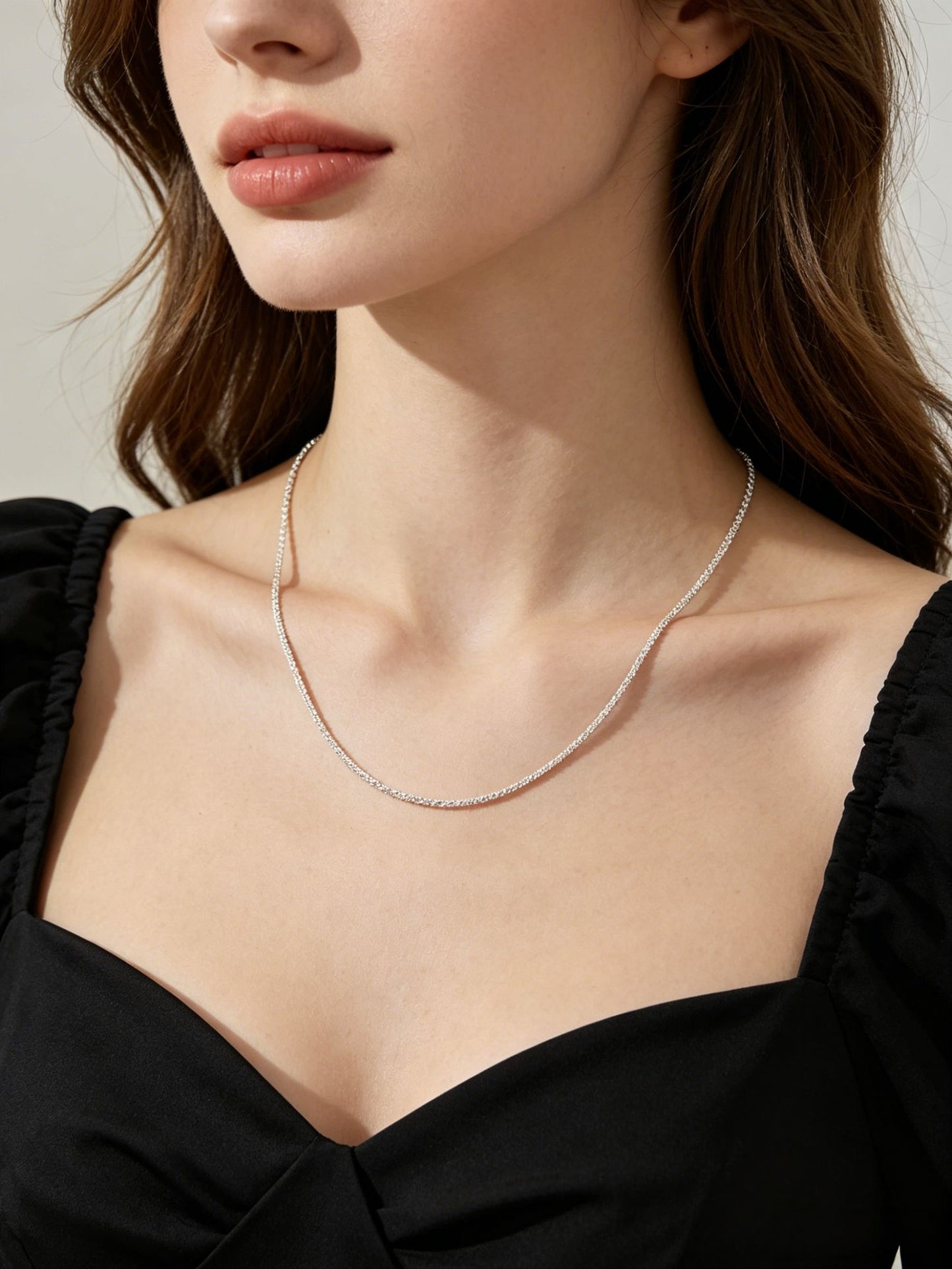 18K Gold Plated Beveled Square Bead Chain Necklace | 50cm Minimalist Geometric Layering Chain