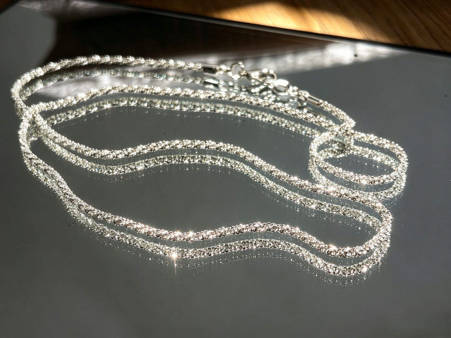 18K Gold Plated Beveled Square Bead Chain Necklace | 50cm Minimalist Geometric Layering Chain