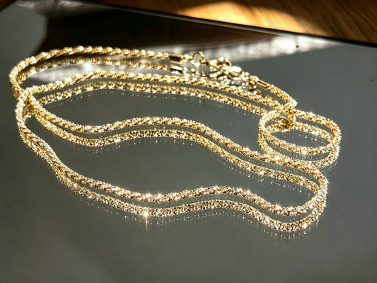 18K Gold Plated Beveled Square Bead Chain Necklace | 50cm Minimalist Geometric Layering Chain