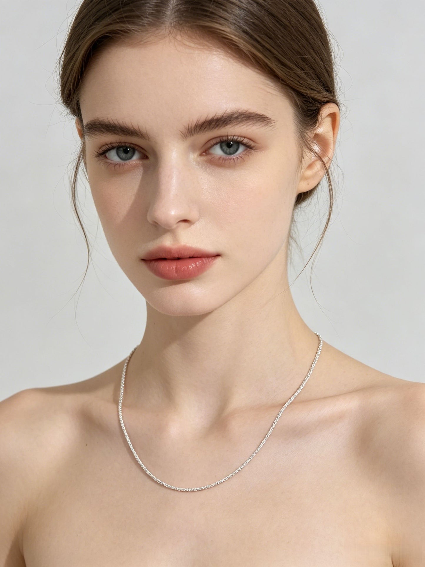 18K Gold Plated Beveled Square Bead Chain Necklace | 50cm Minimalist Geometric Layering Chain