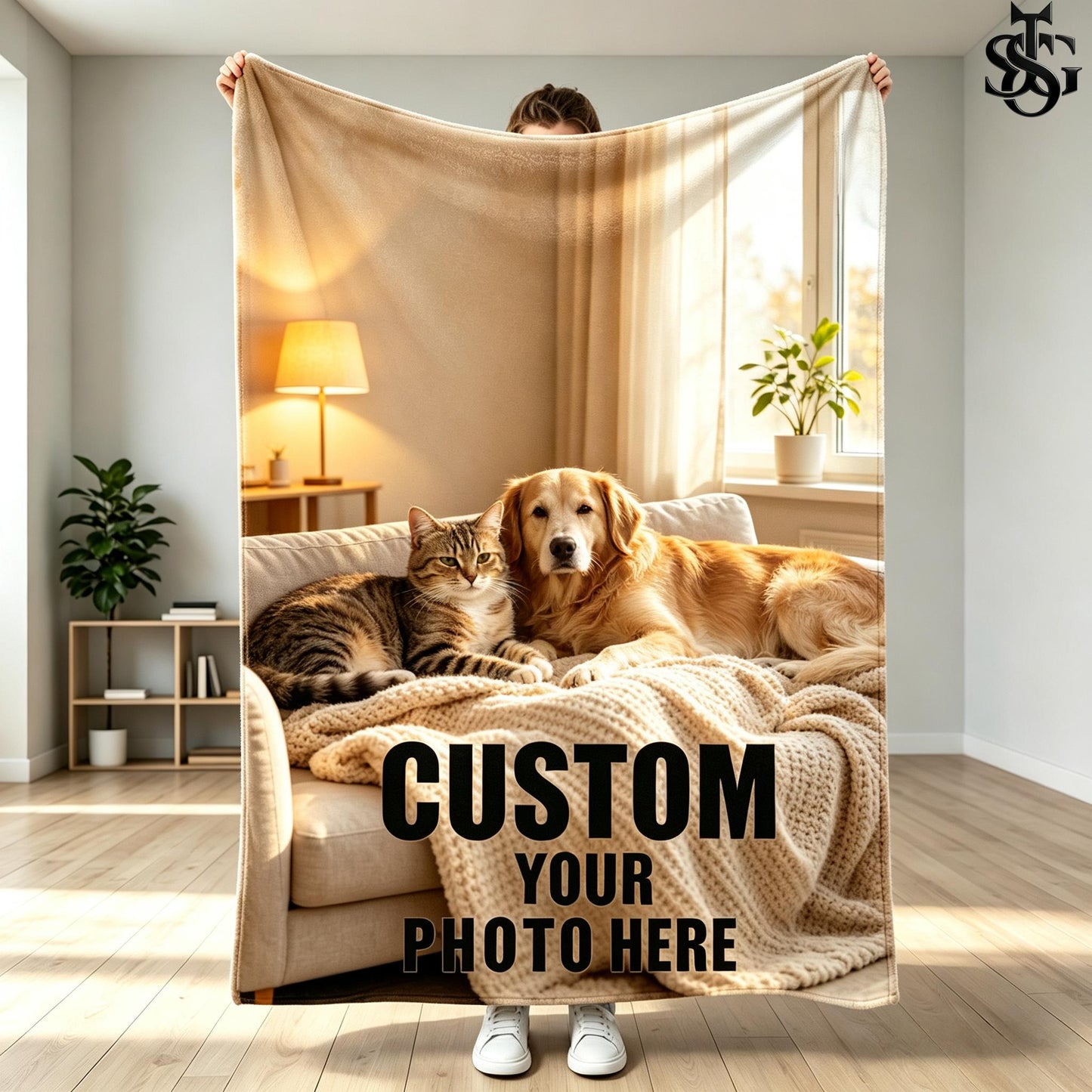 Custom Photo Blanket – Personalized Flannel Throw with Your Photo & Text