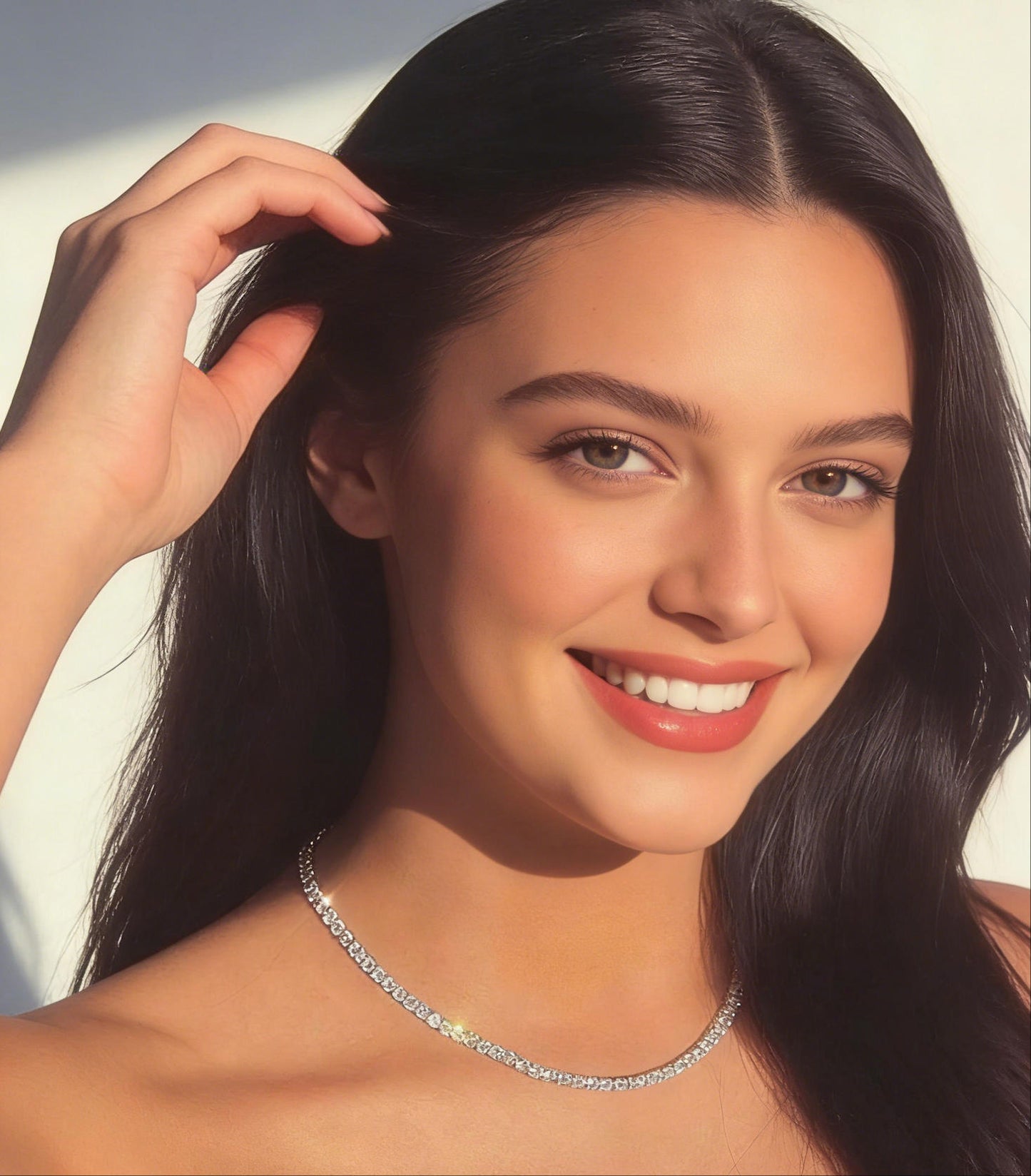 Dainty CZ Tennis Choker Necklace for Women | Iced Out Cubic Zirconia Silver Necklace
