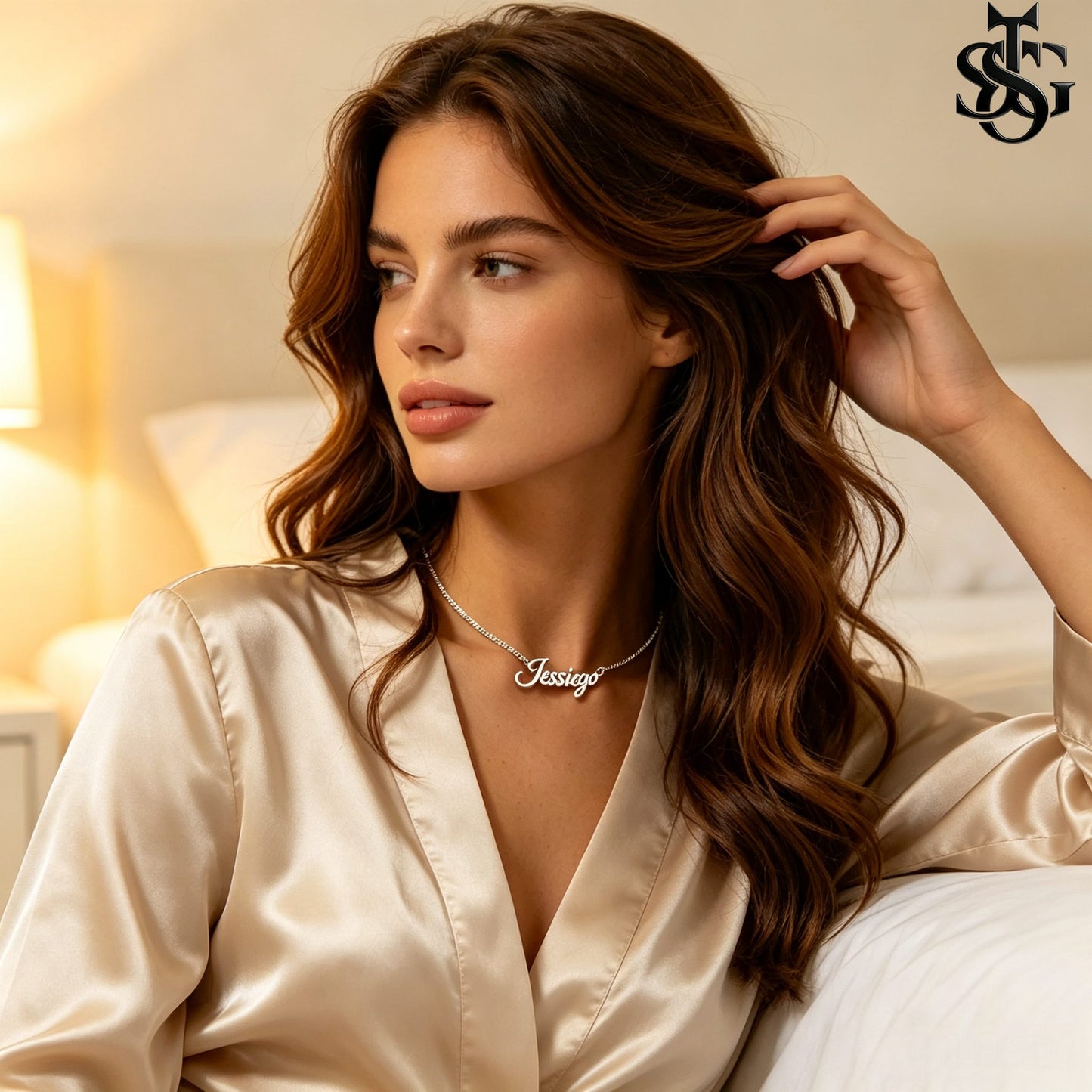 Custom Name Necklace for Women – 18K Gold Plated Personalized Script Necklace with Heart