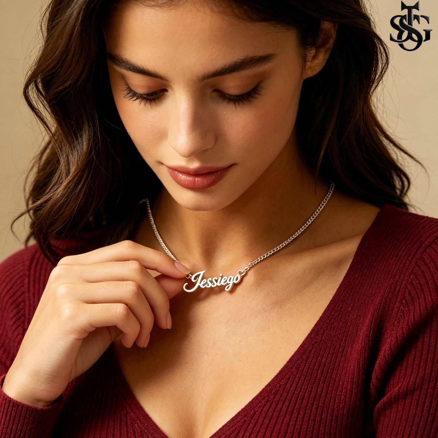 Custom Name Necklace for Women – 18K Gold Plated Personalized Script Necklace with Heart