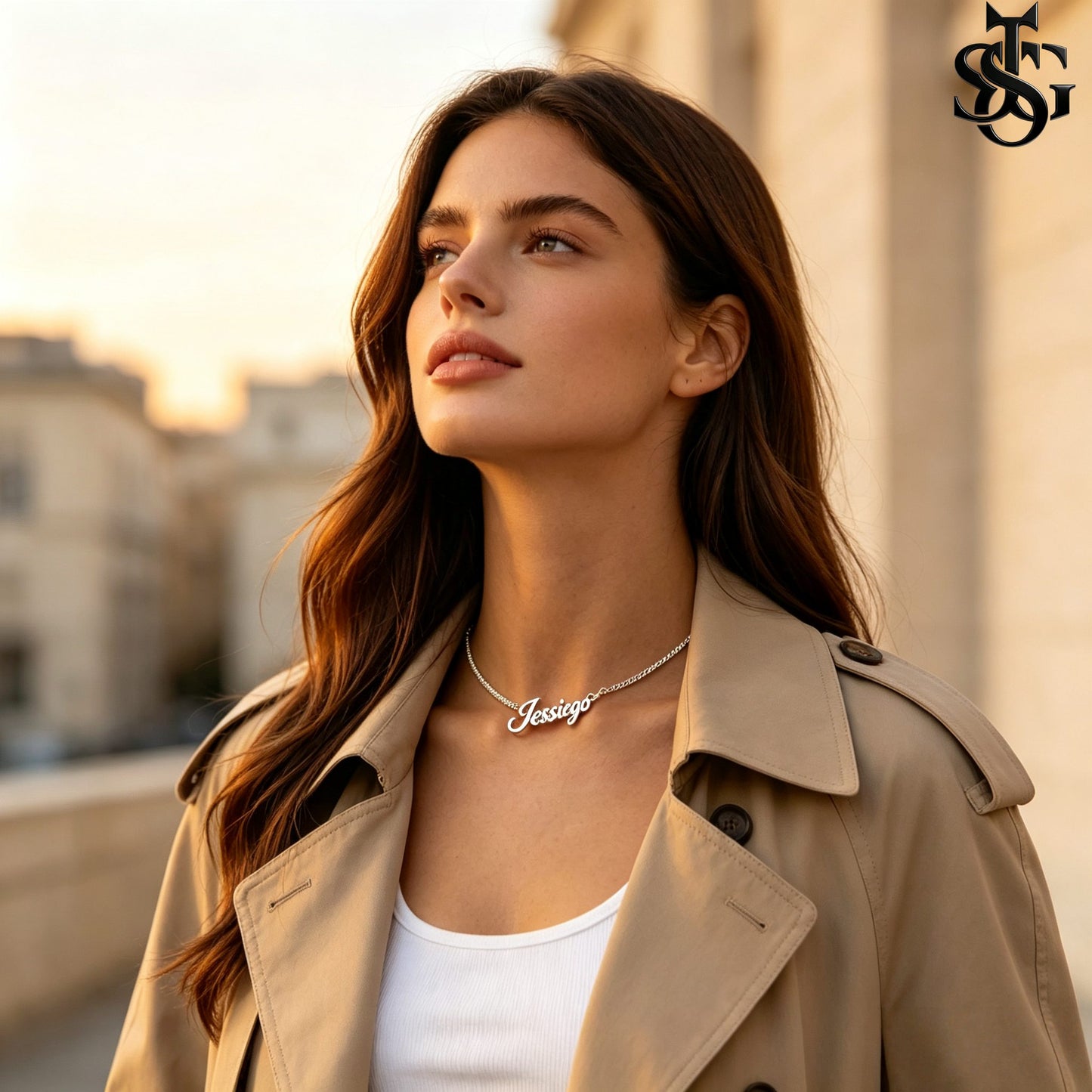 Custom Name Necklace for Women – 18K Gold Plated Personalized Script Necklace with Heart