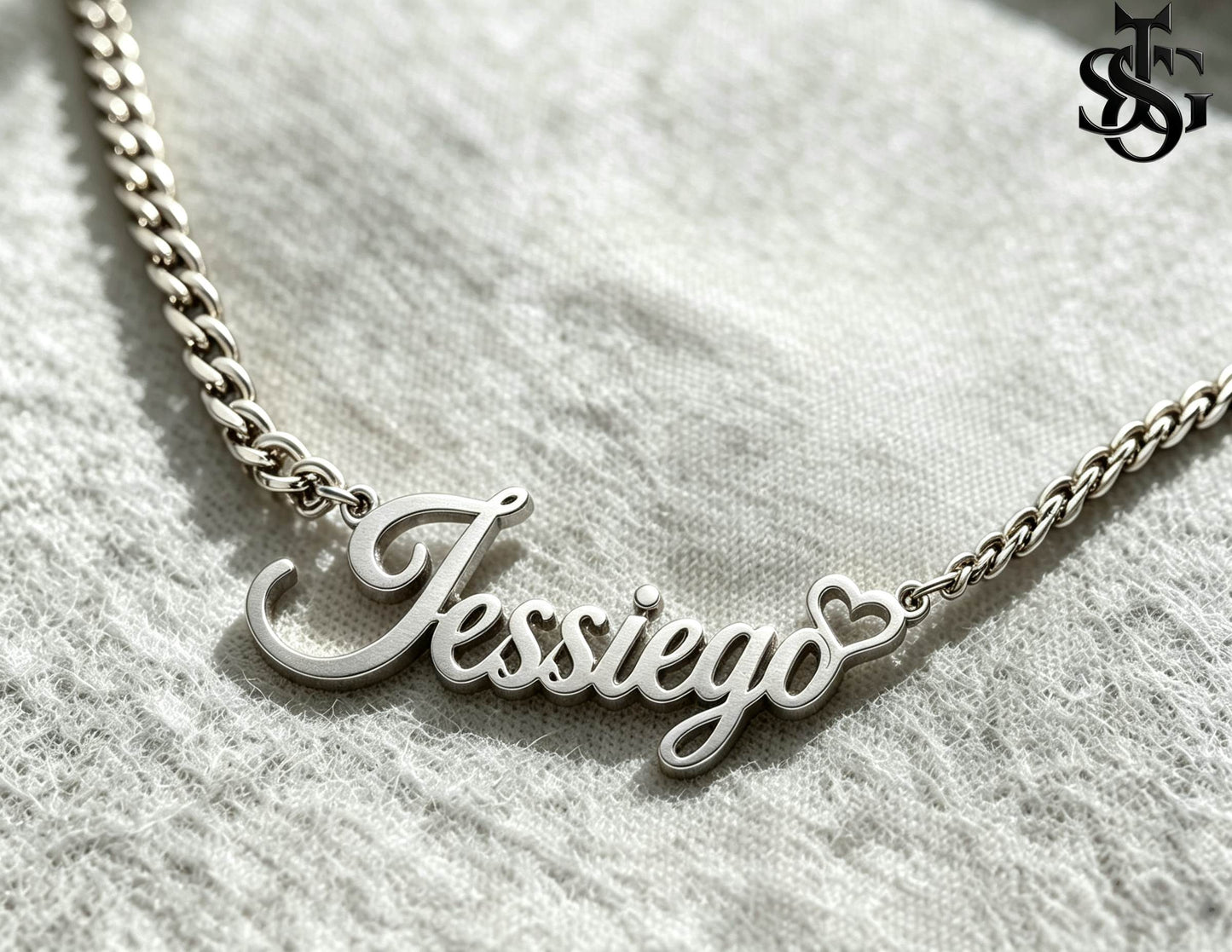 Custom Name Necklace for Women – 18K Gold Plated Personalized Script Necklace with Heart