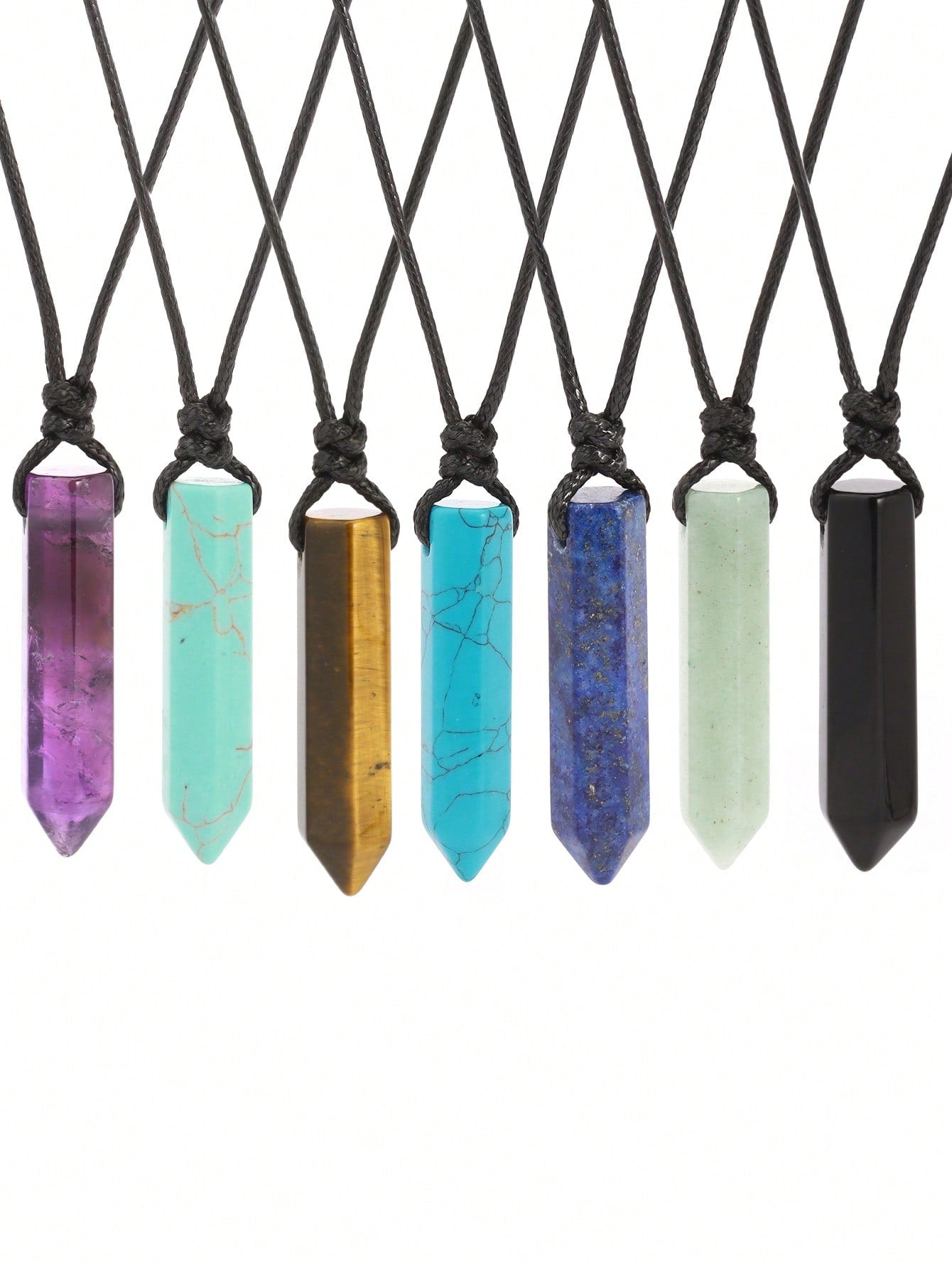 Men's Hexagonal Natural Stone Pendant Necklace