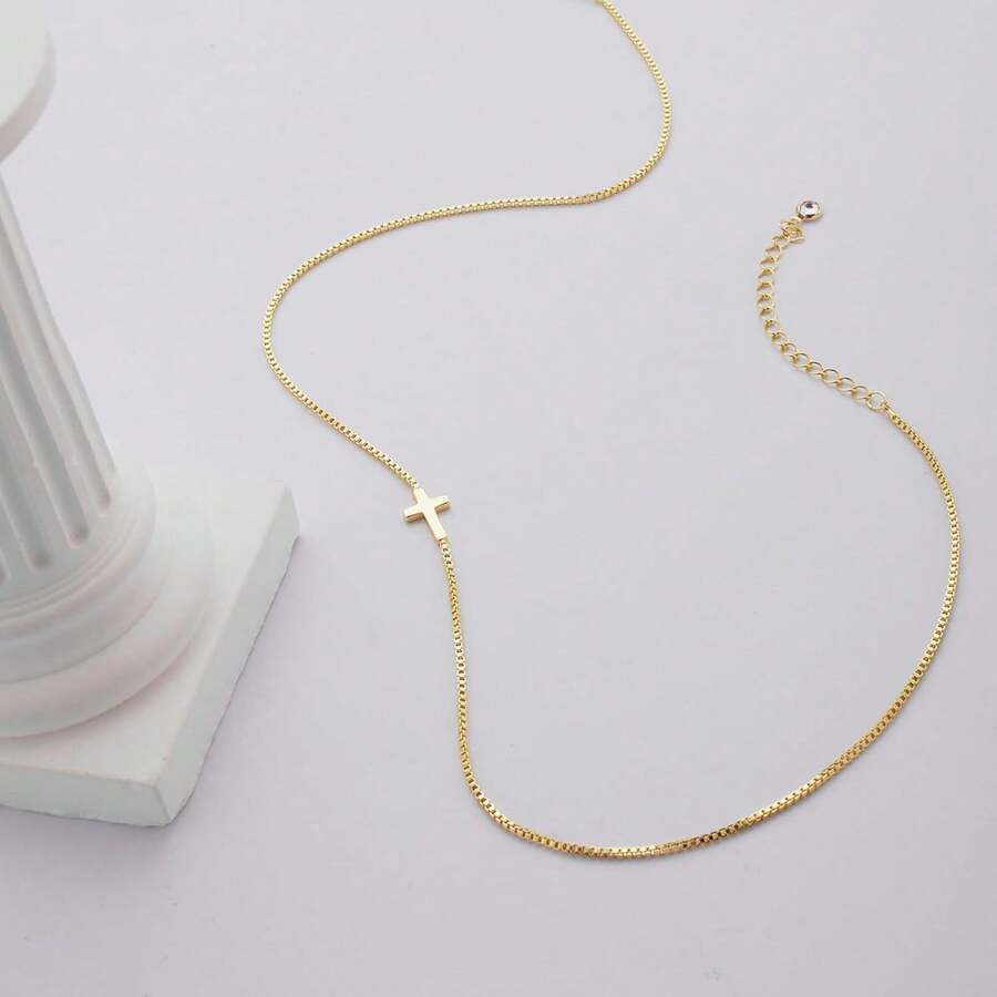 Women’s Silver Plated Cross Necklace – Minimalist Faith Jewelry
