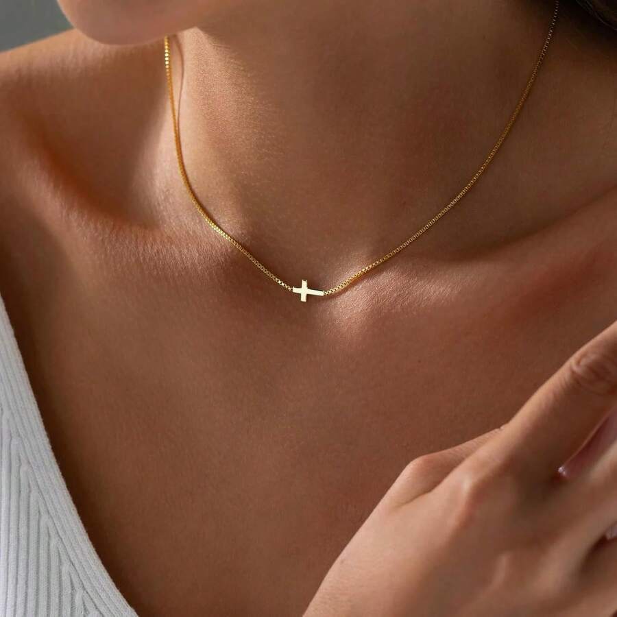 Women’s Silver Plated Cross Necklace – Minimalist Faith Jewelry