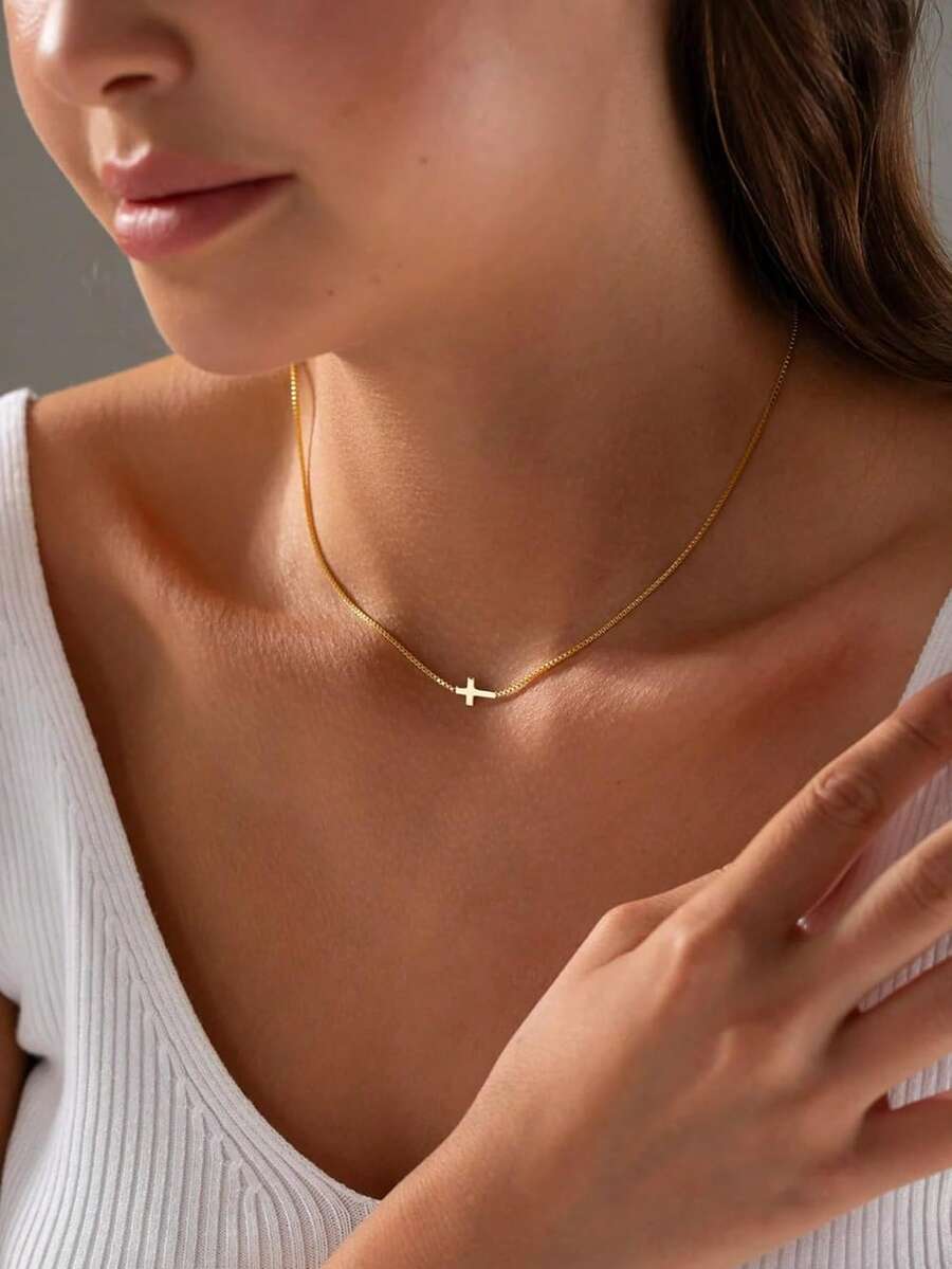 Women’s Silver Plated Cross Necklace – Minimalist Faith Jewelry
