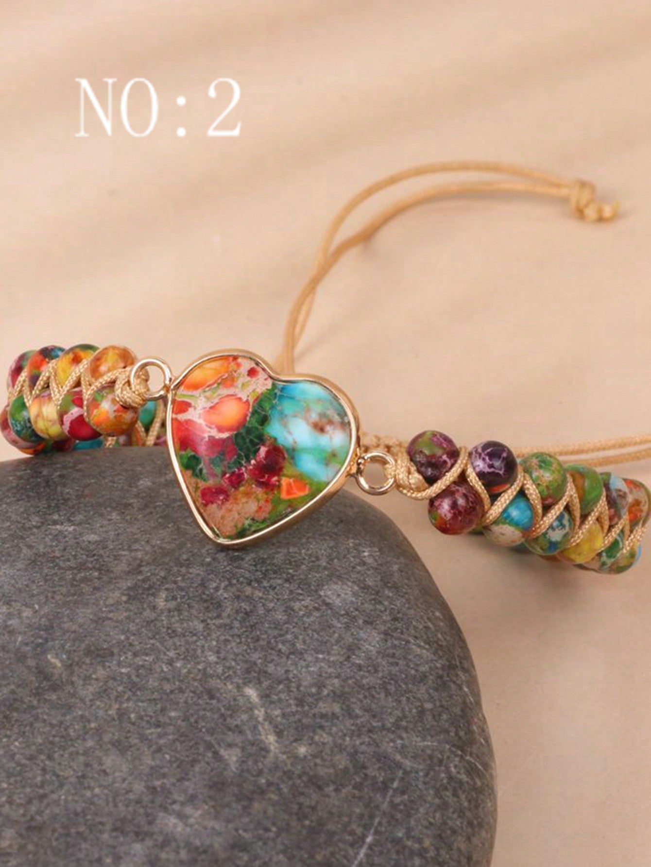 Natural Amazonite Gemstone Braided Charm Bracelet
