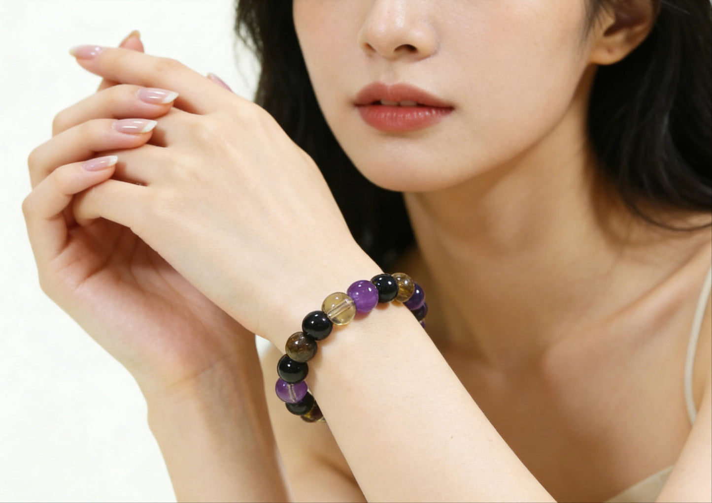 Tigereye & Amethyst Bead Stretch Bracelet