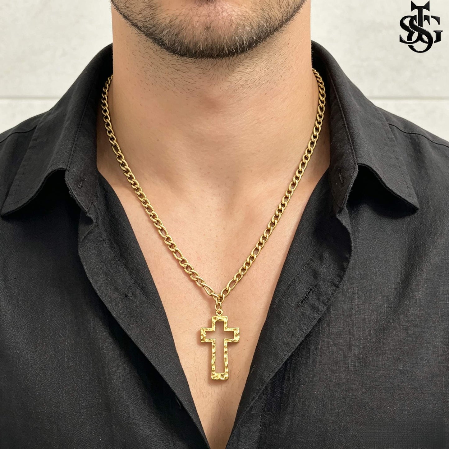 Gold Cross Pendant Necklace for Couples | Customizable Initial Letter Charm