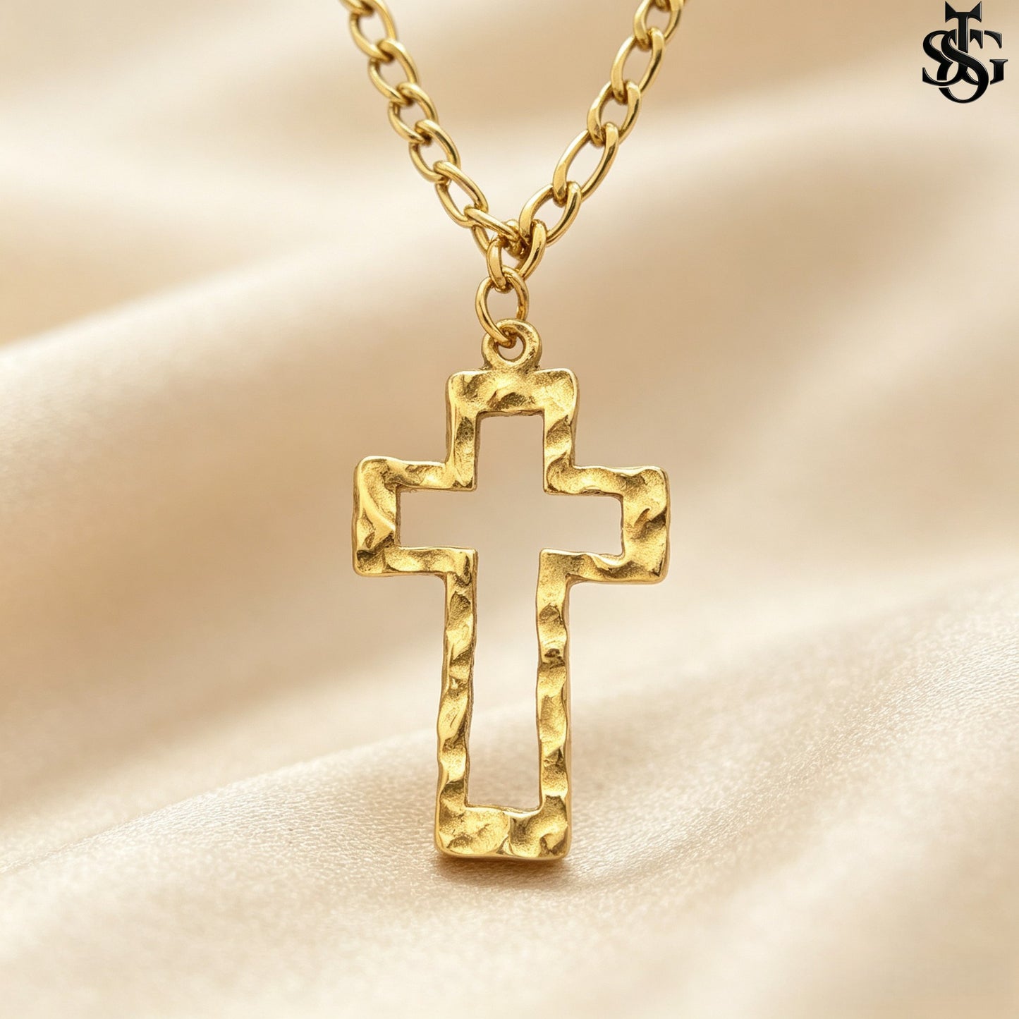 Gold Cross Pendant Necklace for Couples | Customizable Initial Letter Charm