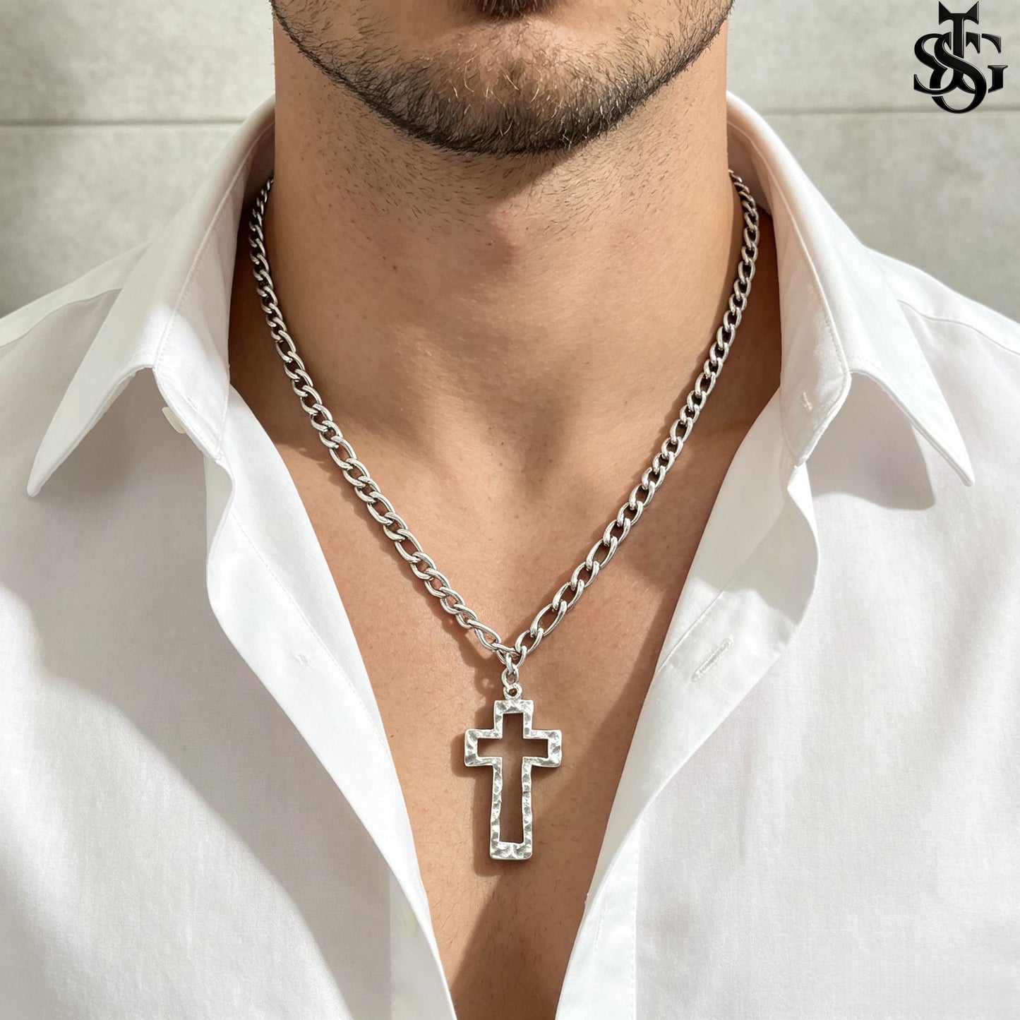 Gold Cross Pendant Necklace for Couples | Customizable Initial Letter Charm
