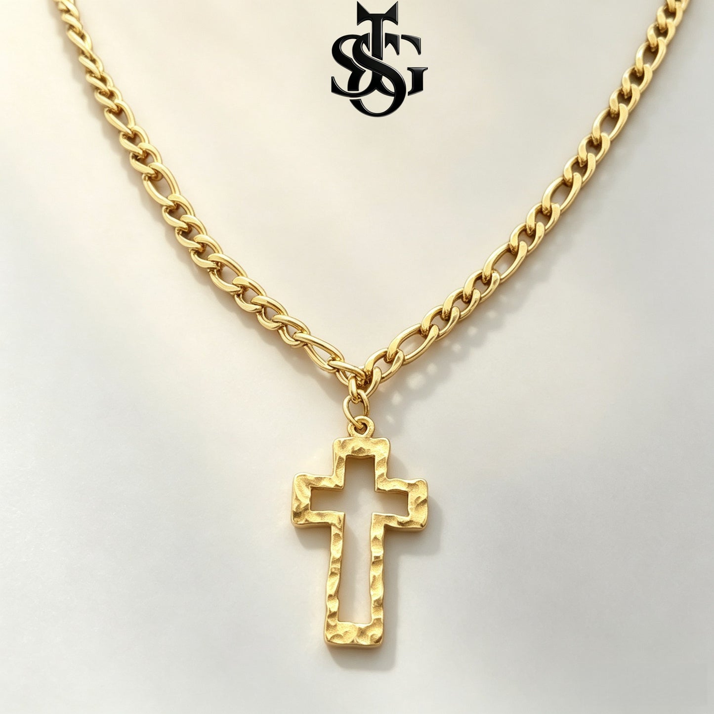 Gold Cross Pendant Necklace for Couples | Customizable Initial Letter Charm