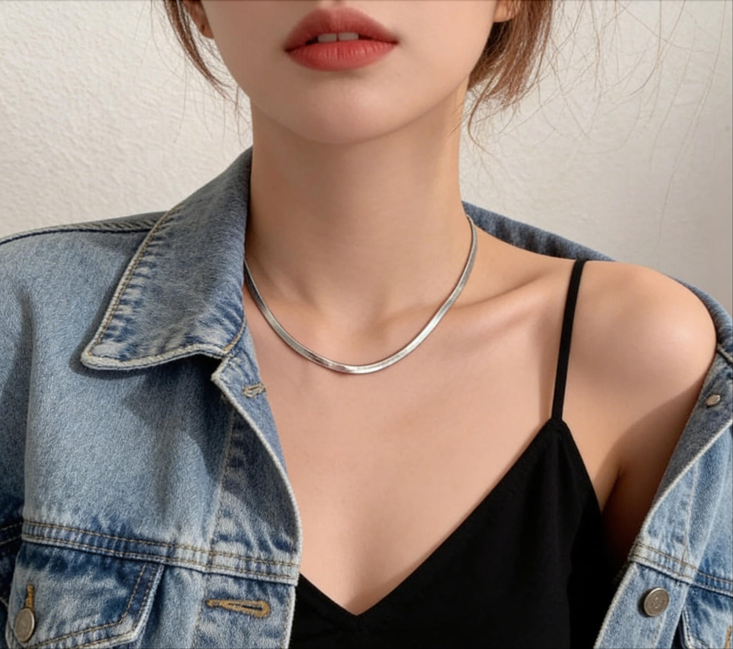 Waterproof Flat Snake Chain Necklace – Stainless Steel