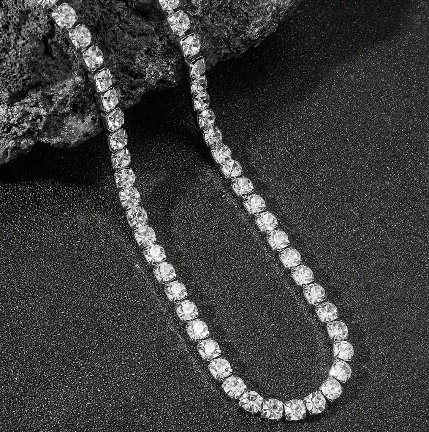 Dainty CZ Tennis Choker Necklace for Women | Iced Out Cubic Zirconia Silver Necklace