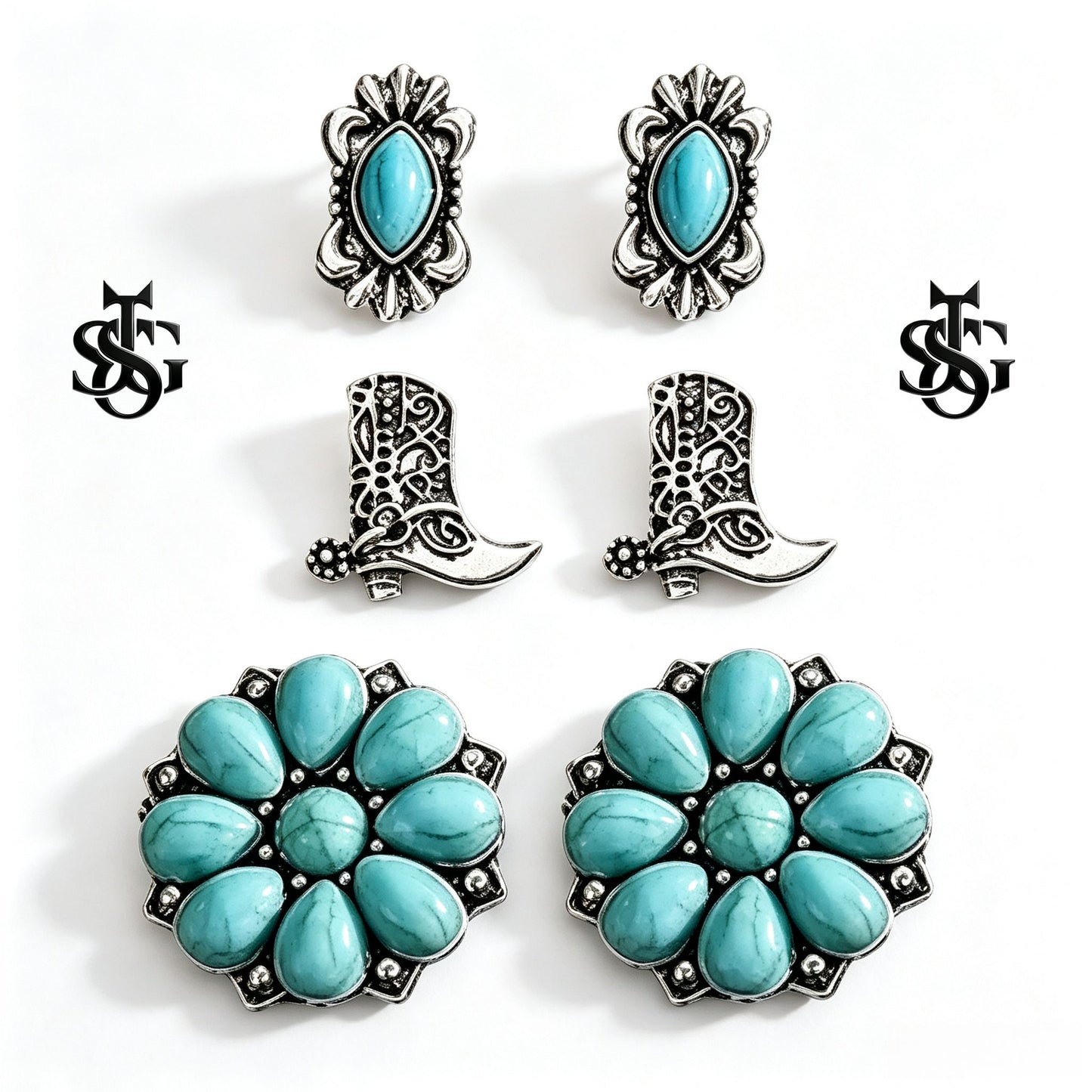 Boho Turquoise Jewelry Set – Layered Necklace, Bracelet & Earrings