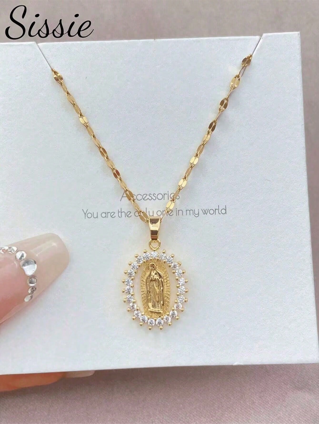 Virgin Mary Pendant Necklace – Gold Hip Hop Zirconia Charm