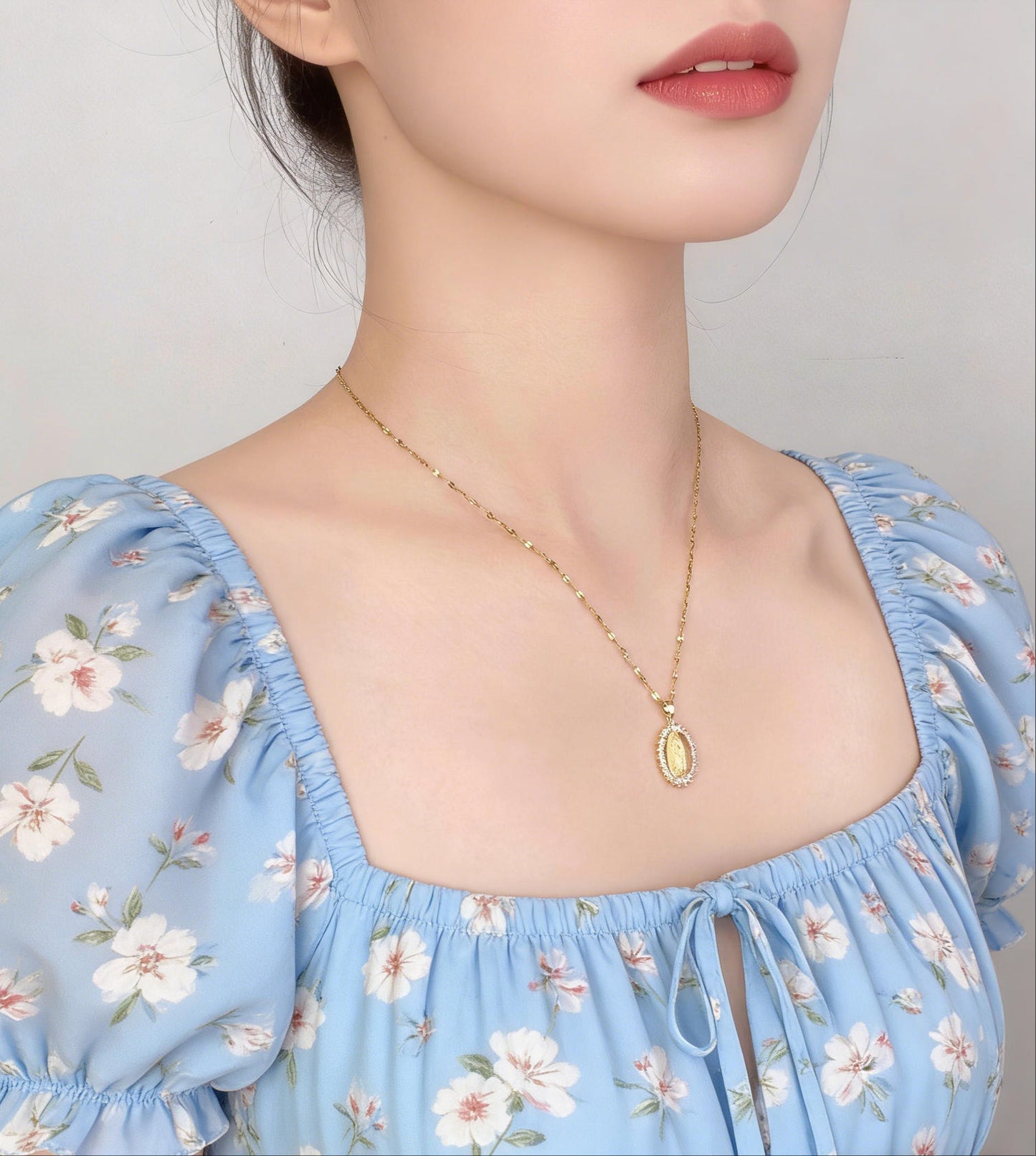 Virgin Mary Pendant Necklace – Gold Hip Hop Zirconia Charm