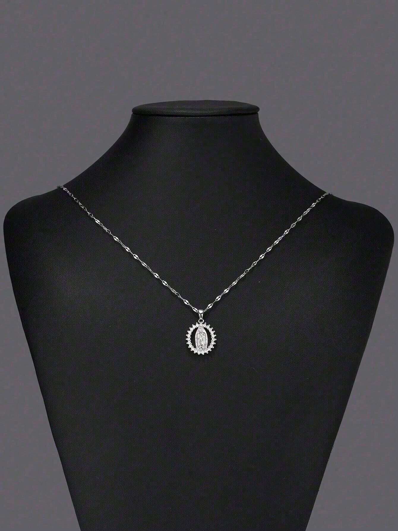 Virgin Mary Pendant Necklace – Gold Hip Hop Zirconia Charm